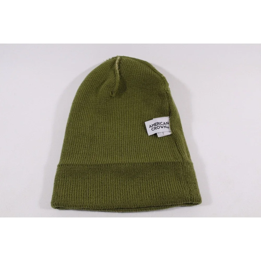 Rhode Island Embroidered Tan/Green Stripe Beanie Unisex 100% Acrylic One Size‎